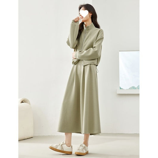 Falda Sastre Casual Verde Guisante para Mujer - Image 3