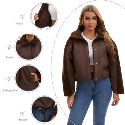 Abrigo de Lana de Cordero Oversized Retro de Manga Larga para Mujer - Image 18