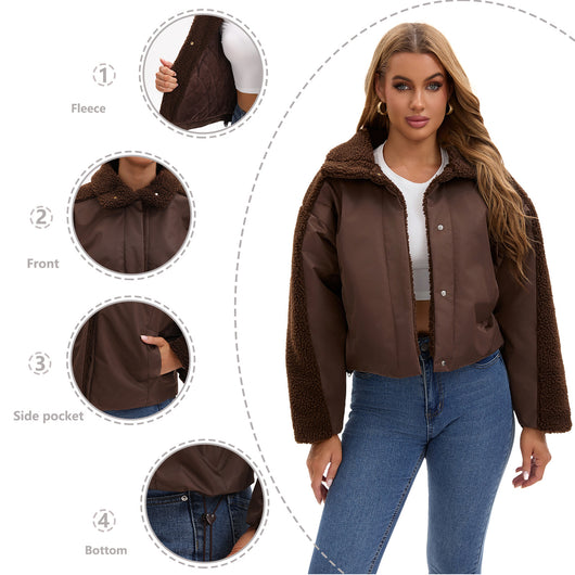 Abrigo de Lana de Cordero Oversized Retro de Manga Larga para Mujer - Image 18