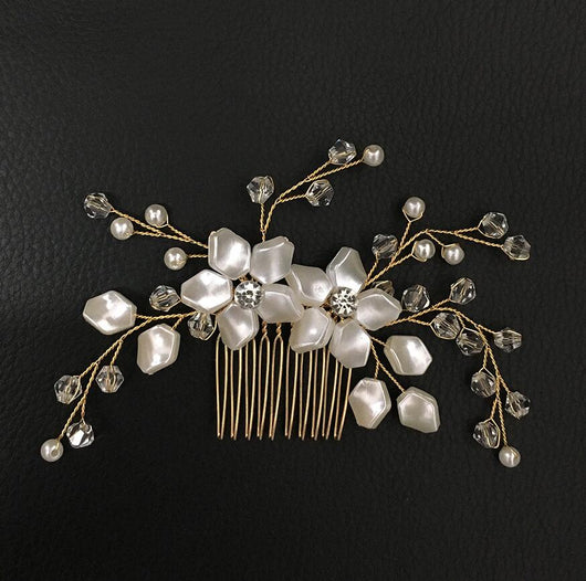 Peineta de Cristal Blanco Perla para Eventos - Image 7