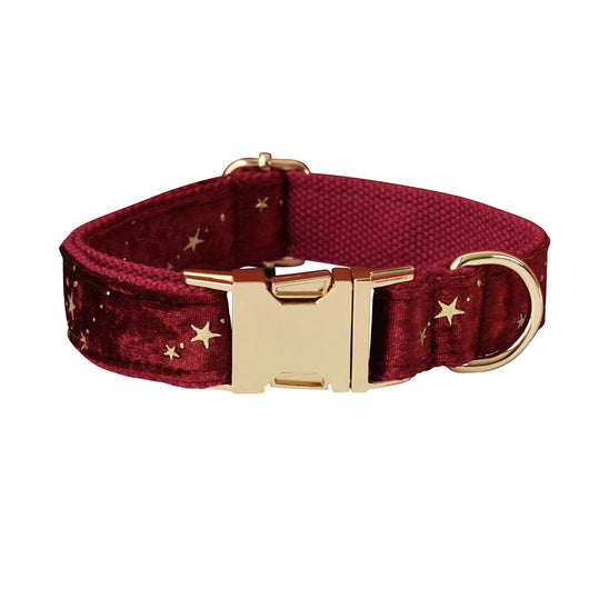 Lazo para Collar de Mascota - Franela Borgoña con Estrellas - Image 15