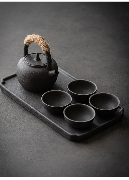 Tetera Japonesa de Cerámica Negra con Bandeja de Drenaje - Image 25