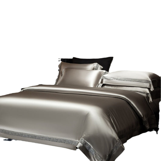 Juego de Cama Satinado de Algodón Sedoso con Detalles Calados - Image 5