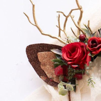 Diadema de Calavera Navideña con Flores Artificiales y Reno - Image 3