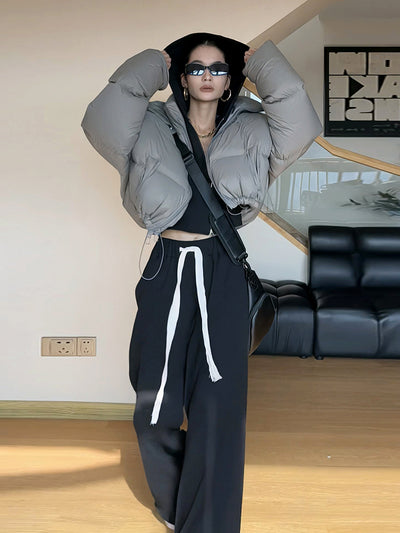 Chaqueta Acolchada Corta con Capucha para Mujer - Algodón Grueso y Cálido - Image 3