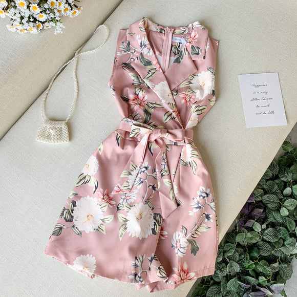 Jumpsuit Elegante sin Mangas con Cuello y Estampado Floral