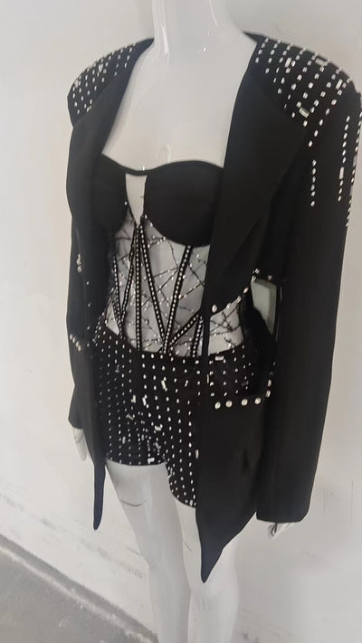 Conjunto Dos Piezas Ajustado con Cutout y Strass - Manga Larga Reductora - Image 15
