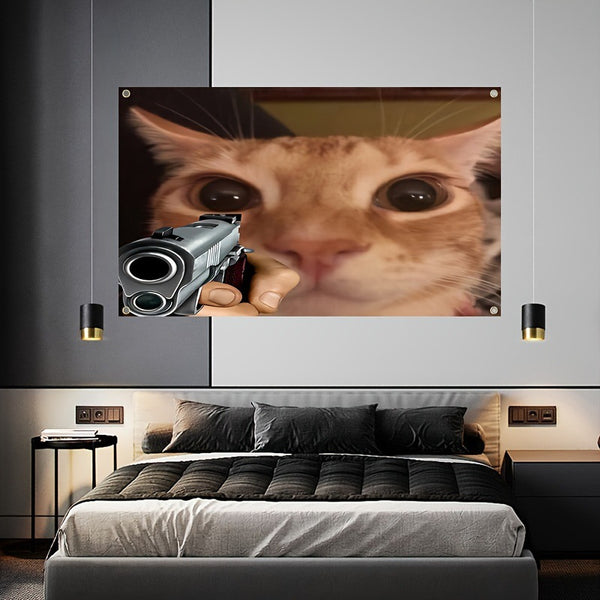 Bandera Decorativa Gato Creativo 90x150cm - Tapiz de Interior