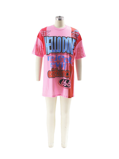 Polera Cuello Redondo Oversized Letras Multicolor Estilo Urbano - Image 43