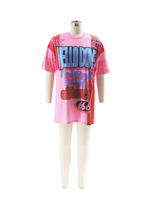 Polera Cuello Redondo Oversized Letras Multicolor Estilo Urbano - Image 43