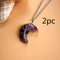 Moon Natural Stone Amethyst Tree Of Life Necklace Handmade Fortune Tree 2pc 1color Chain