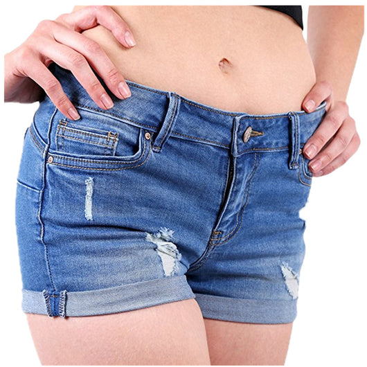 Shorts Denim Ajustados Cintura Alta con Stretch - Image 3