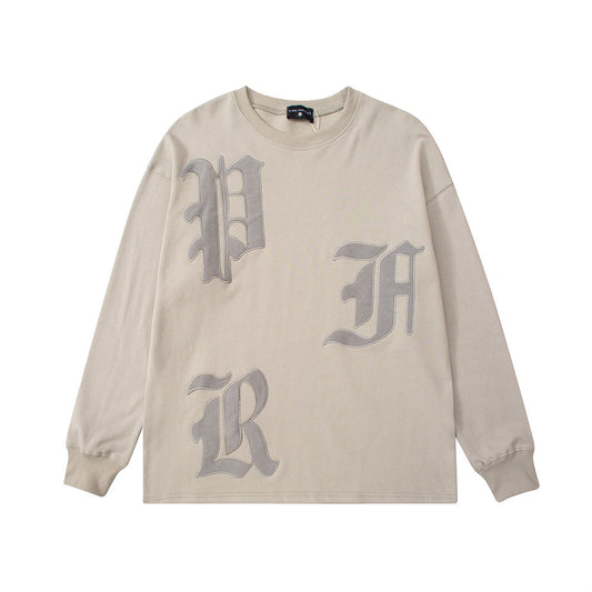 Playera Manga Larga con Letras Bordadas para Hombre Corte Holgado - Image 2