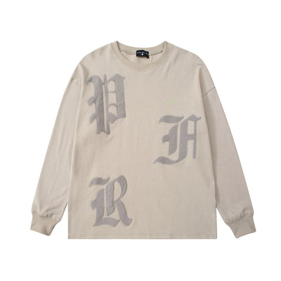 Playera Manga Larga con Letras Bordadas para Hombre Corte Holgado - Image 2