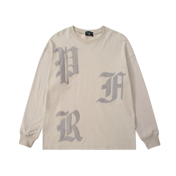 Men's Relaxed Fit Long Sleeve T-Shirt with Embroidered Lettering