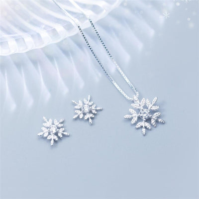 Aretes y Collar de Diamante Copo de Nieve Pequeño - Image 7