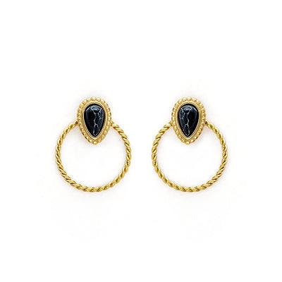 Aretes de Piedra Natural Incrustada Gota de Agua - Image 10