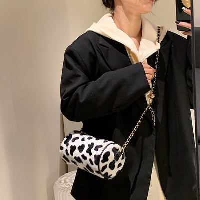 Bolso de Viaje Acolchado con Estampado de Vaca y Flores