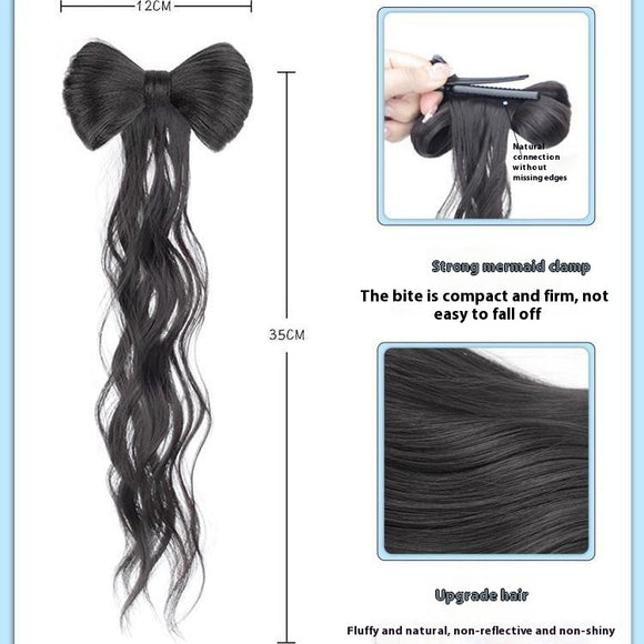 Peluca Larga con Trenza y Moño - Peinado Versátil de Cabello Sintético