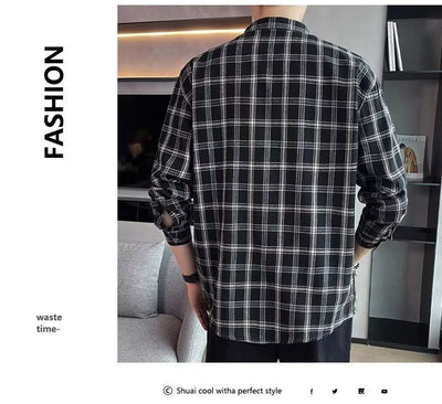 Camisa Casual Cuadros Estilo Hong Kong para Jóvenes - Image 34