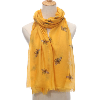 Pañoleta Protectora con Estampado de Abejas - Protección Solar y Calidez para Viajes