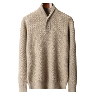 Suéter de Cuello Solapa en Cashmere Puro para Hombre - Invierno - Image 5