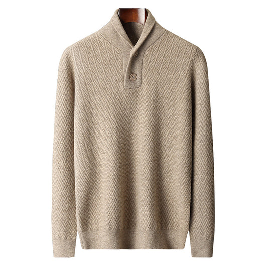 Suéter de Cuello Solapa en Cashmere Puro para Hombre - Invierno - Image 5
