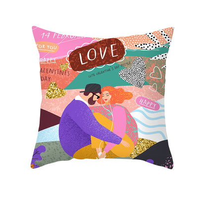 Funda de Cojín Estampada Melocotón para Sala y Dormitorio - Edición Día de San Valentín - Image 17