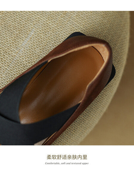 Zapatos Retro de Cuero Gamuza con Tacón Bajo y Elástico Ajustable - Image 21