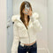 Chaqueta Corta Retro Americana con Cuello de Pelaje para Mujer