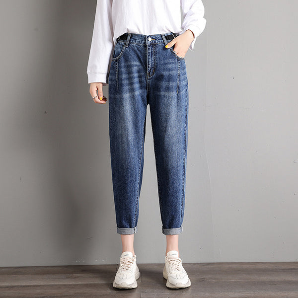 Pantalones Harem de Cintura Alta Estilo Coreano - Corte Suelto y Elegante