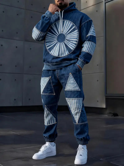 Sudadera Denim con Capucha y Estampado 3D Letrado para Hombre - Image 9