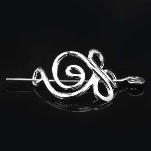 Silver metal hair clip with a retro dragon head and infinity knot design, secured by a plug-in hairpin. - Image 28