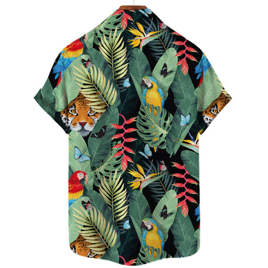Camisa Hawaiana Tropical con Impresión 3D Digital de Animales de Selva para Hombre - Image 18