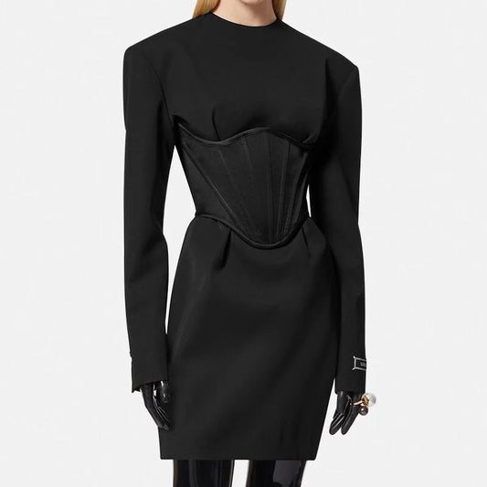 Conjunto Vestido Mini Dos Piezas Cintura Pez Otoño Invierno
