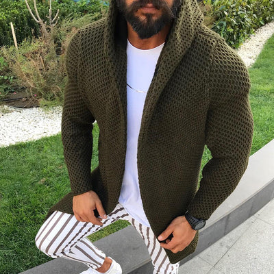 Cardigan Sudadera con Capucha Tejida de Manga Larga para Hombre - Image 10