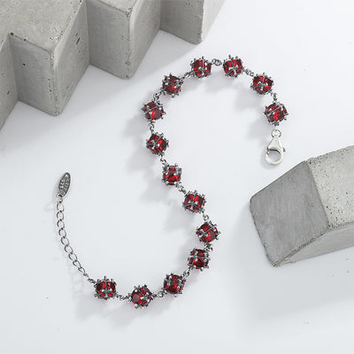 Pulsera de Plata S925 con Bola de Circón Rojo Esmaltado - Amuleto de la Suerte para Mujer - Image 4