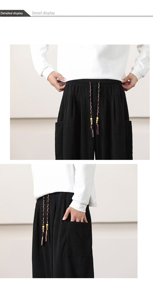 Pantalones Harem de Pana Otoño Estilo Chino para Hombre - Image 29