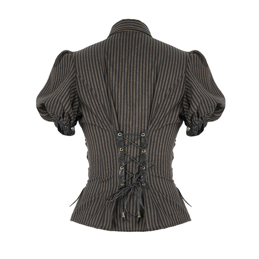 Camisa Rayada con Mangas Abullonadas - Ajuste Slim - Image 10
