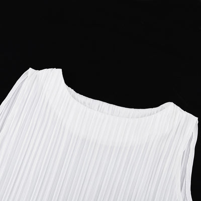 Conjunto Elegante Mujer: Pantalón Plisado Blanco y Playera Cuello Redondo - Image 13