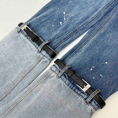 Jeans de Patchwork con Contraste de Colores Efecto Lavado - Image 8