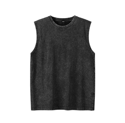 Camiseta sin mangas suelta desgastada estilo americano para hombre - Image 12