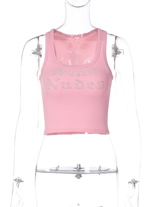 Chaleco Casual Corto con Strass y Letras para Mujer - Image 8