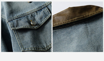 Chaqueta Denim Retro con Bolsillos Múltiples y Solapas en Contraste para Mujer - Image 4