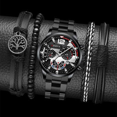 Set de 2 Relojes de Acero para Hombre con Pulsera - Diseño Ejecutivo Tres Ojos - Image 23