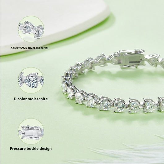Pulsera de Plata 925 Baño de Platino 18k con Diamantes - Image 3