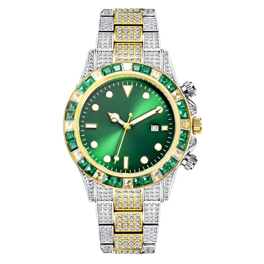 Reloj de Cuarzo Luminoso con Diamantes y Patrón Solar Bicolor - Image 2