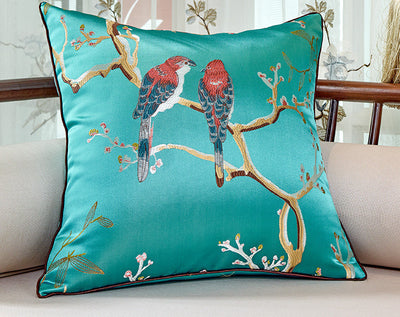 Cojín Decorativo Flores y Pájaros Jacquard para Silla - Image 12