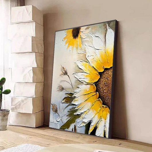 Cuadro Óleo Girasol Moderno Texturizado - Lienzo Decorativo sin Marco para Sala - Image 8