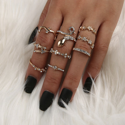 Set de 6 Anillos Articulados: Corona, Hoja y Formas Geométricas - Image 25